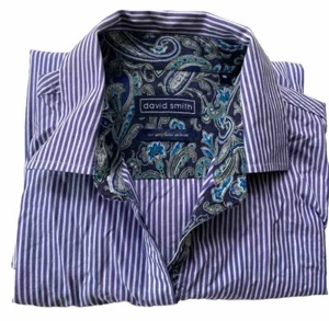 David Smith Womens Shirt Blouse Size 10 Long Sleeve Striped Blue & White - Picture 1 of 16