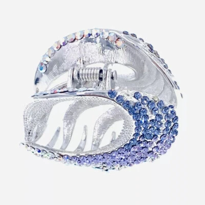 Pinza de mandíbula de garra de pelo de metal de EE. UU. hecha con horquilla de cristal de Swarovski púrpura AB Foto 1 de 3