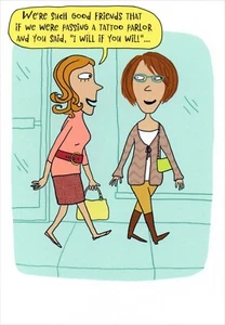 Funny FRIENDSHIP Card FOR GOOD FRIEND, Tattoo Parlor Donut Shop — Hallmark +✉ - Picture 1 of 5