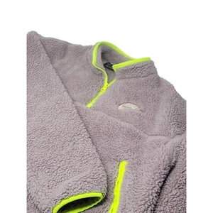 Nike Sherpa Cropped Quarter Zip Fleece Jacket Size Large Women's Gray Green - Picture 1 of 5