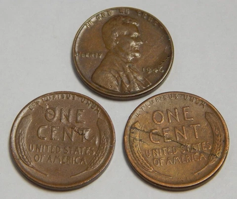 1946 & 1947 & 1948 Lincoln Wheat Cents - Mint Error - Defective Planchets Cover