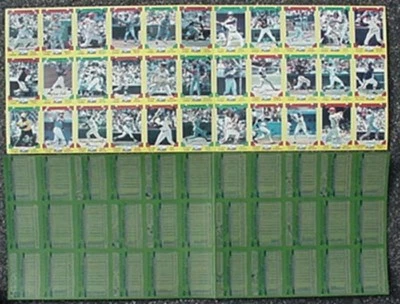 1982 DRAKES UNCUT BASEBALL CARD SHEET - COMPLETE SET OF 33 (DRAKE BAKERIES - Image 1 of 3