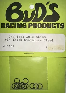 Bud’s 1/4” Axle & Motor Shims Stainless Steel .014 #3157 Vintage New Rc Car - Picture 1 of 3