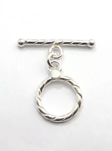 4 SET 15X27MM SOLID COPPER BALI TOGGLE CLASP STERLING SILVER PLATED 557 ATL-63 - Picture 1 of 1