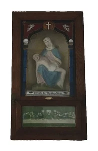 VTG CATHOLIC Viaticum Last Rites Wall Art Shadow Box Altar Cabinet 23”x13” - Picture 1 of 4