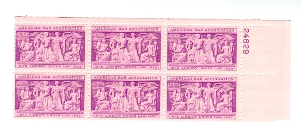 1953 US STAMP Scott #1022 6-Block  3c FVF MNH - Image 1 of 1