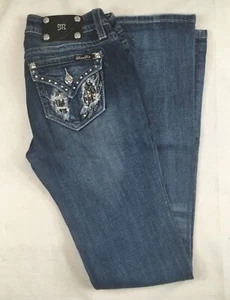 Stivali jeans donna Miss Me Mid Rise taglia 28 ali d'angelo tasche posteriori denim - Foto 1 di 4