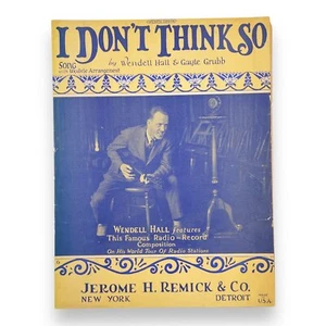 Scarce 1925 I Don't Think So Wendell Hall Gayle Grubb with Ukulele Sheet Music - Picture 1 of 4