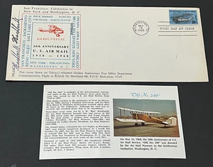 1968 C74 FDC FLIGHT SIGNED AIR MAIL PIONEER PILOT BILL HACKBARTH ! ENVELOPE+CARD - Picture 1 of 3