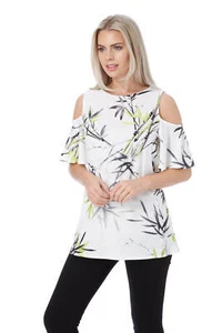 Roman Originals Womens Oriental Cold Shoulder Top - Picture 1 of 177