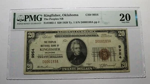 $20 1929 Kingfisher Oklahoma OK National Currency Bank Note Bill #9954 VF20 PMG - Picture 1 of 4