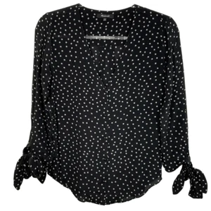 Camicia Madewell XXS nera stampa stelle seta manica lunga con bottoni taglia 2XS donna - Foto 1 di 6
