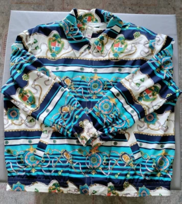 Vtg Alfred Dunner Womens 20W Blue Baroque Crest Full Zip Windbreaker NEW wTAG - Image 1 of 4