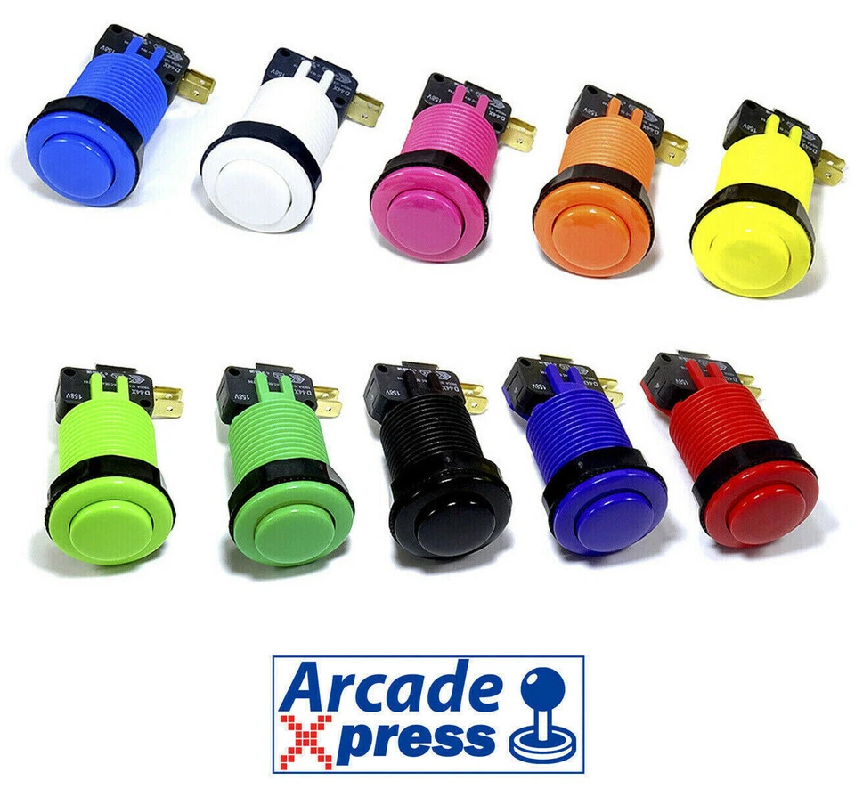 IL Convex Arcade Buttons 28mm Cherry D44X 4.8mm Microswitch Industrias Lorenzo