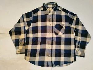 Woolrich Mens XL Cotton Long Sleeve Blue Check Plaid Flannel Button Front Shirt - Picture 1 of 9