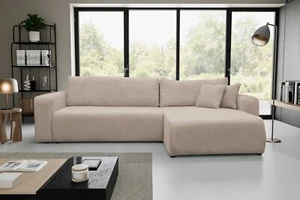 Ecksofa mit Schlaffunktion und Bettkasten Cord-Stoff Schlafsofa Eckcouch Luna XL - Bild 1 von 56