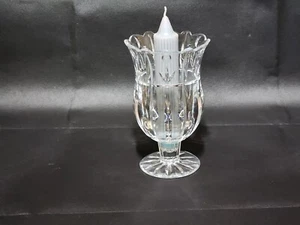 Vintage 7" Tulip Hurricane Style Ruffle Vase Candle Holder By Block Crystal - Picture 1 of 6