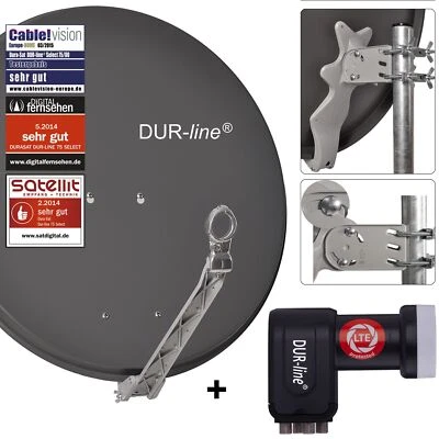 DUR-line 4 Teilnehmer Set Select 75/80  Anthrazit  +Ultra Quad LNB- Sat-Anlage - Bild 1 von 4