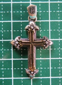 DOUBLE CROSS MARY JESUS STERLING 925 SILVER PENDANT - Picture 1 of 6