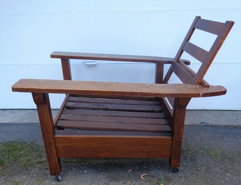 MASSIVE SIGNED BIG LIMBERT MORRIS CHAIR, 44" ARMS, ORIGINAL FINISH...KILLER Cover