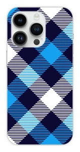 Coque en silicone imprimée compatible Apple iPhone 14 Pro Tartan Bleu - Picture 1 of 3
