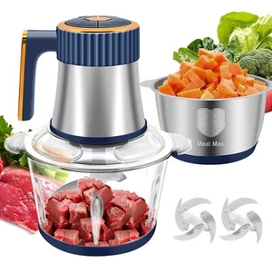 Food Processor 5 Speed Meat Grinder Electric Chopper with 2 Bowls (8 Cup+8 Cup) - Picture 1 of 8
