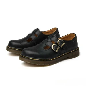 Women Ladies Flats Shoes Buckle Strap Mary Janes Shoes Round Toe Leather Oxfords - Picture 1 of 7