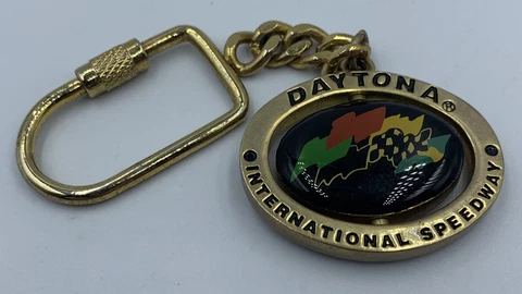 Vintage 90s Nascar Daytona International Speedway Swivel Metal Brass Key Chain Cover