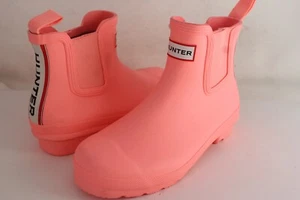 Hunter Women's Coral Peach Waterproof Chelsea Synthetic Boots Size 6 - Picture 1 of 7