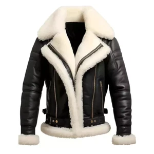 Chaqueta de bombardero de aviador B3 RAF de cuero real para hombre con abrigo de piel de oveja - Imagen 1 de 5