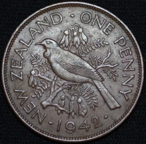 NEW ZEALAND ~ 1942 ~ 1 PENNY ~ XF++ ~ Foreign Coin ☘️ G-#47 ☘️ - Picture 1 of 2