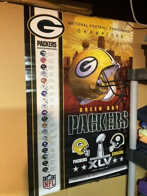 Pôster 2010 Green Bay Packers Super Bowl lacrado Aaron Rodgers Charles Woodson - Imagem 1 de 4