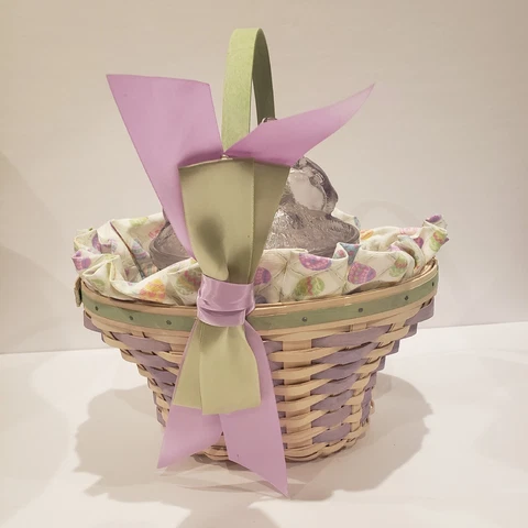 2004 Longaberger Easter Basket Bunny Rabbit Liners Fabric Protectors Ribbon Cover