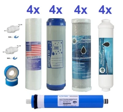 PLANET-AQUA ERSATZFILTER SET Umkehrosmose Anlage 5 Stufe 2 Jahre Wasserfilter 75 GPD Membran
