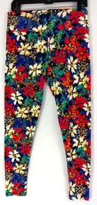 Lularoe TC Plus Size Leggings Pink Green Purple Flower Tropical Soft Stretch - Picture 1 of 4