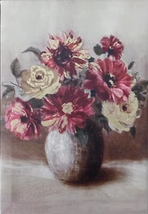 Wandbild ungerahmte LEINWAND 6" Bx8,5" H Besondere Momente Blumenstrauß (burgund) - Bild 1 von 3