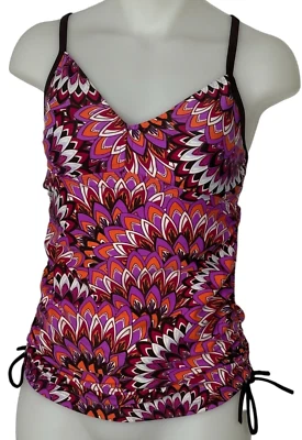 prAna Tank Top S Pink Purple Geometric Womens Swim Suit Top Adjustable Tankini - Image 1 of 4