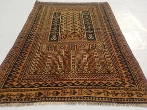 Antique Traditional Handmade Afghan Wool Multicolor Rug 130x91cm - Picture 1 of 22