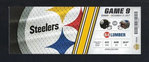 TOM BRADY 2016 NFL NEW ENGLAND PATRIOTS @ STEELERS FULL TICKET - SUPER BOWL 51 Cover