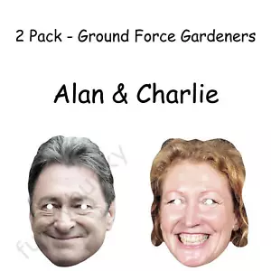 2er Pack Charlie Dimmock & Alan Titchmarsh Promi Karte Gesichtsmaske, Kostüm - Bild 1 von 4