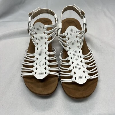 Zapatos para mujer Baretraps sandalias de cuña Trudy de cuero blanco talla 9,5 M usados en excelente estado Foto 1 de 4