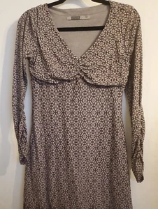 Athleta Ruched Bust Empire Waist Gray Plum Geometric Design Dress Size Small - Picture 1 of 3