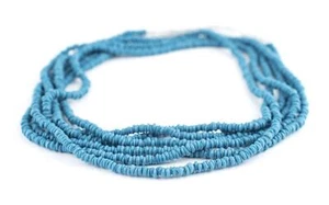 Sapphire Blue Java Glass Heishi Beads 4mm Indonesia Large Hole 23 Inch Strand - Picture 1 of 1