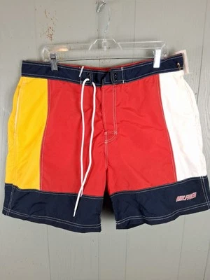 Vintage 90s Tommy Hilfiger Board Shorts XL Swim Trunk 6" Inseam Colorblock NOS - Image 1 of 4