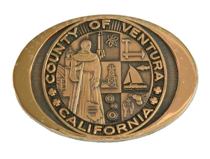 Vintage County of Ventura Kalifornien Andenken Bronze Medaillon Medaille Briefbeschwerer - Bild 1 von 3