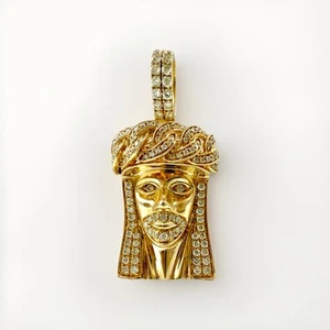 14K Yellow Gold Jesus Face Pendant 1.25ct Natural Diamonds – 7.5g - Picture 1 of 11