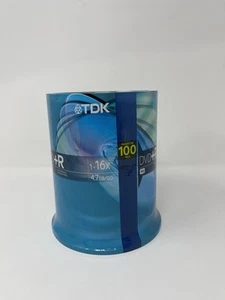 TDK DVD R Recordable 1-16X 4.7Gb 100 Pack Spindle Factory Sealed Blank DVD CD - Picture 1 of 7