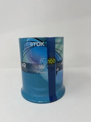 TDK DVD R Recordable 1-16X 4.7Gb 100 Pack Spindle Factory Sealed Blank DVD CD - Image 1 of 4