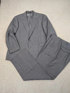 Anzug Herren 46R 40x31 Grau Gestreift Wolle 2 Teiler Sakko Hose Vintage Made in USA - Bild 1 von 24