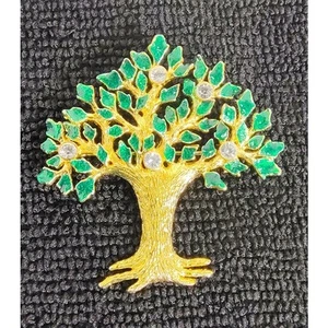 Vintage GARNAY Brooch Pin Tree Of Like Gems Rhinestones Gold Tone Jewelry Signed - Picture 1 of 6